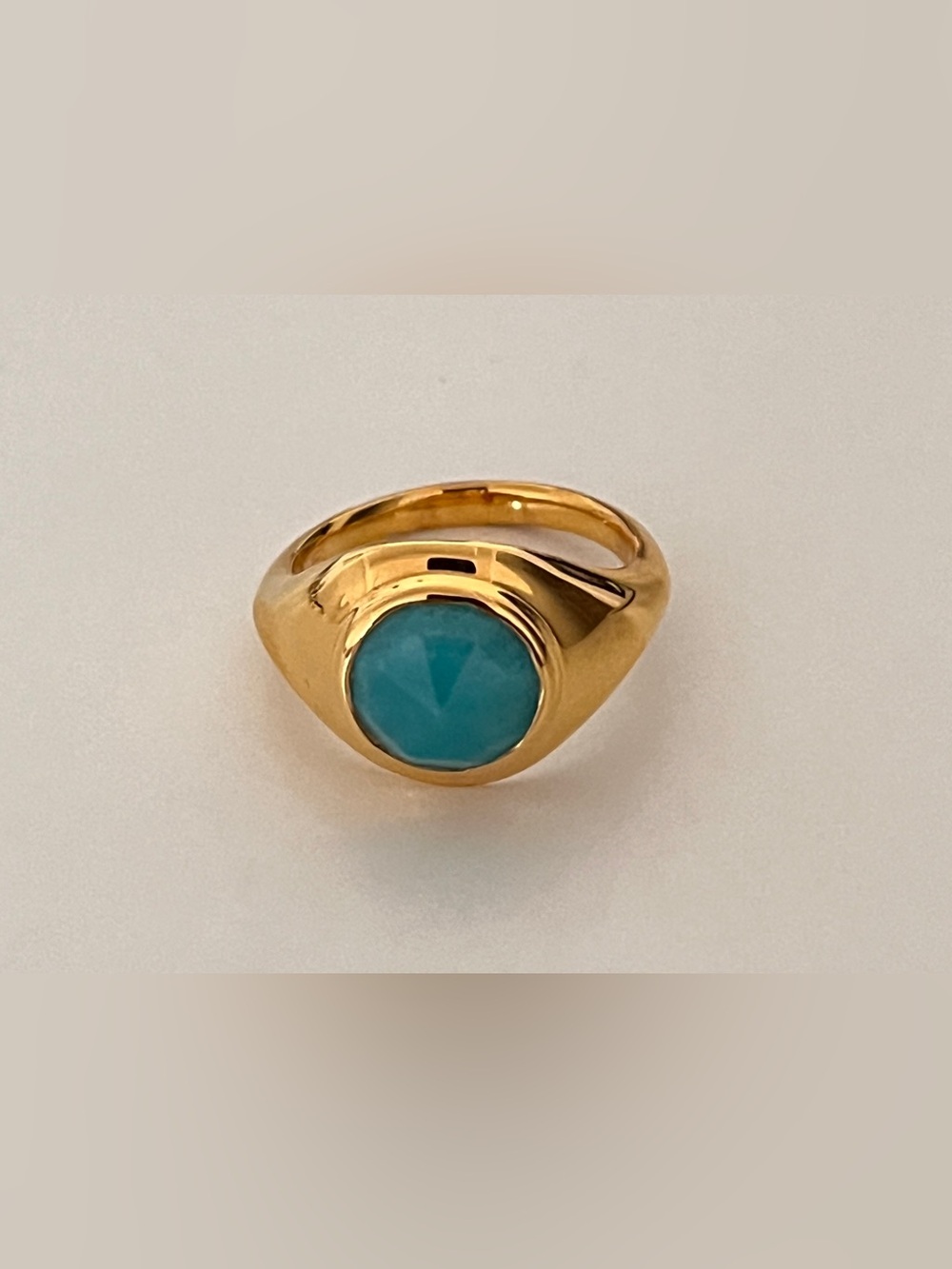 Monica Vinader Amazonite Eclipse Gemstone Signet Ring Size 6.75 - Picture 4 of 5